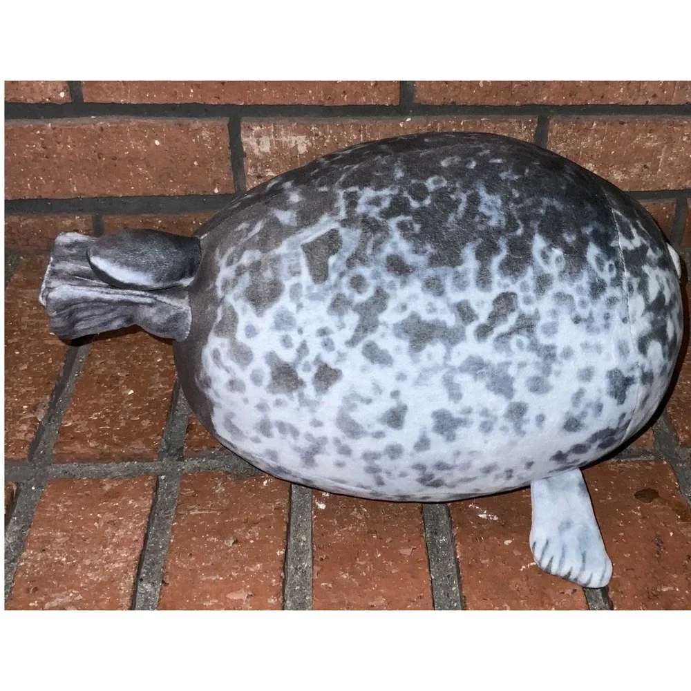 Chubby Blob Seal Plush Pillow Realistic Spotted Gray Harbor Seal Soft Toy 13